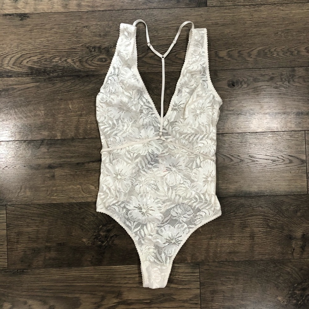 Victoria's Secret Unlined White Lace Bodysuit